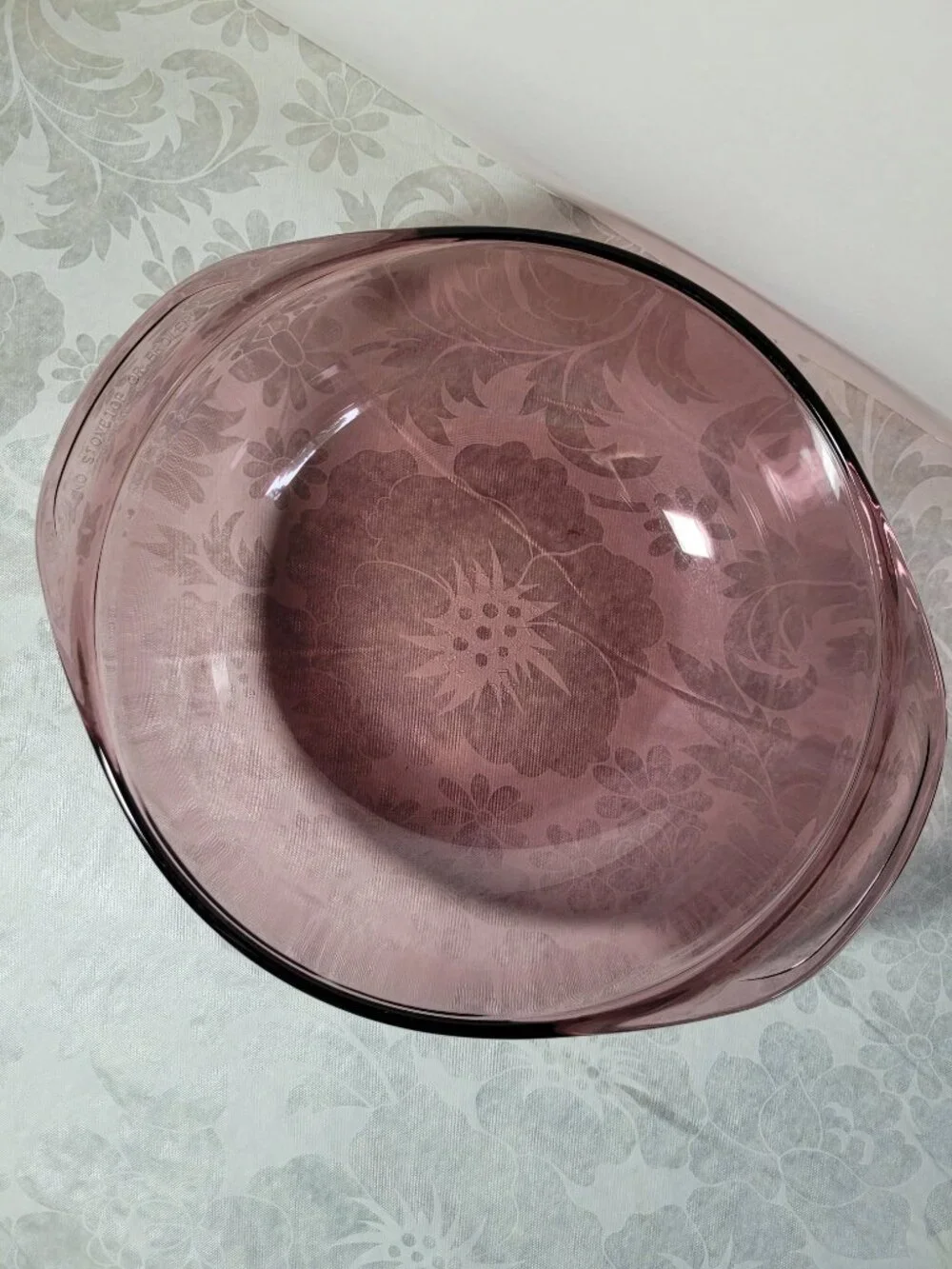 Vintage Pyrex Cranberry Glass Casserole Bowl Dish #023 1.5L 8